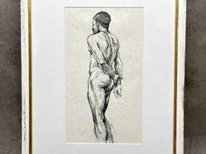 Roz McQuillan, Male Nude Standing. Ink drawing on paper - 2