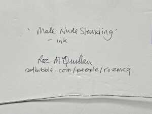 Roz McQuillan, Male Nude Standing. Ink drawing on paper - 3