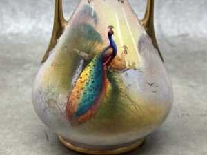 Pair of Crown Devon hand-painted porcelain vases - 2