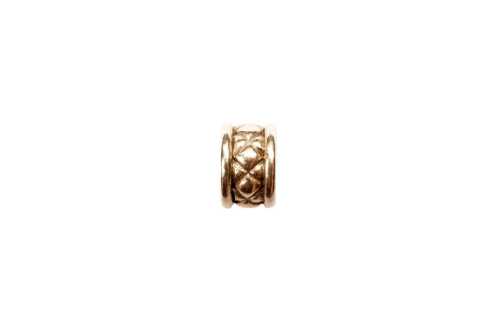 A retired Pandora criss cross spacer charm in 14 carat yellow gold