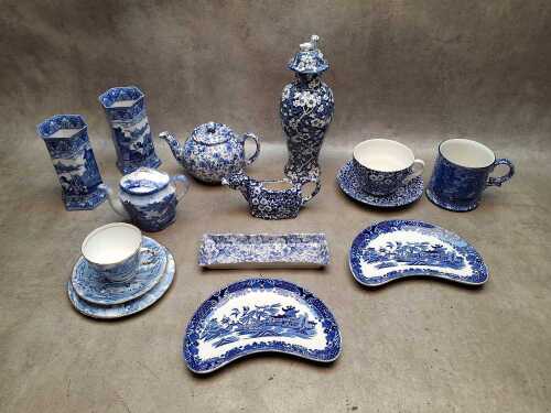 English blue and white ceramics, including Burleigh Ware