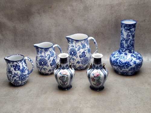 Keeling and Co. Losol Ware porcelain vases and jugs