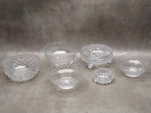 Crystal and glass serving bowls, including Stewart