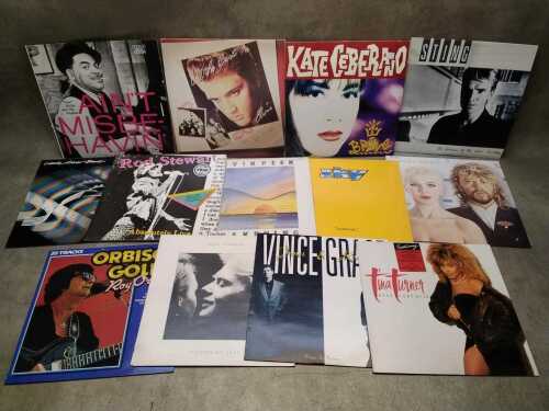 Thirteen vinyl records, including Eurythmics