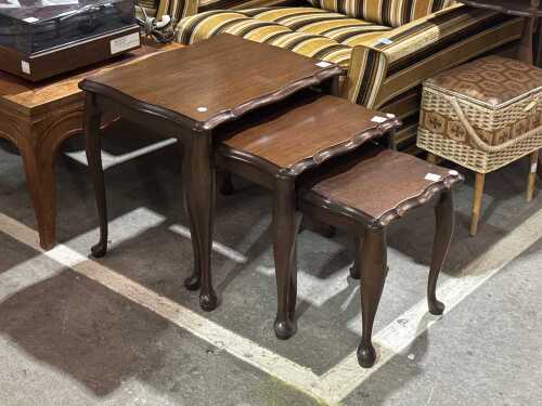 Three-piece timber nesting side tables