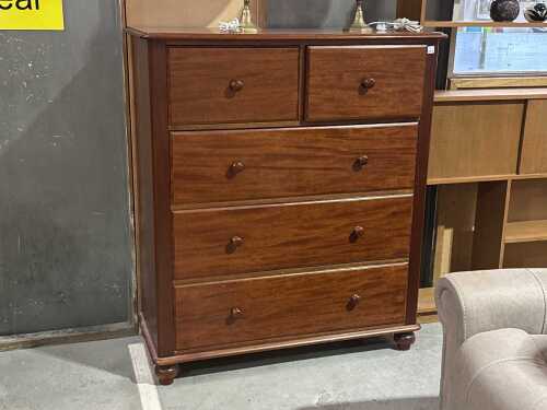 Hardwood five-drawer tallboy chest