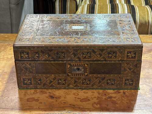 Victorian marquetry timber box