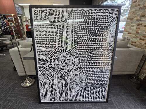 Artist unknown, graphic black spot on white background framed print