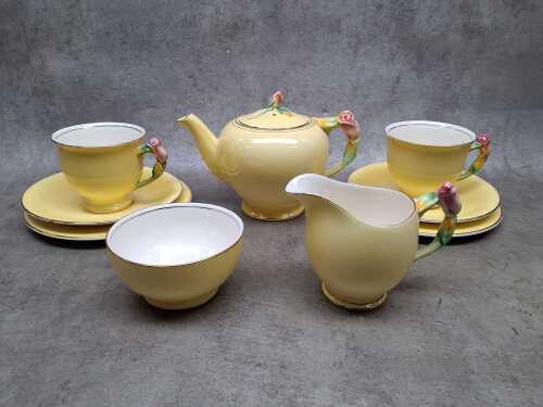 Royal Winton Yellow Rosebud tea setting for two A/F