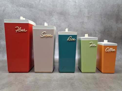 Capri mid-century kitchen canisters in graduating sizes