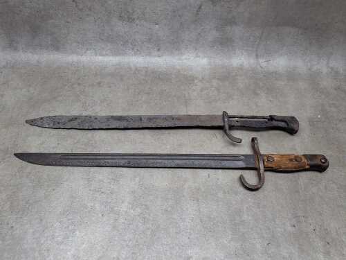 Two antique military single edged swords