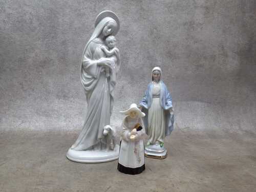 Three porcelain religious figures