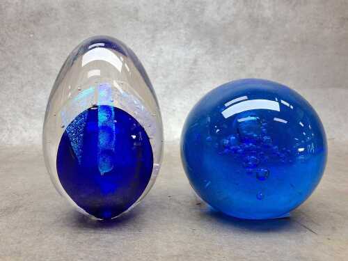 Two art glass paperweights