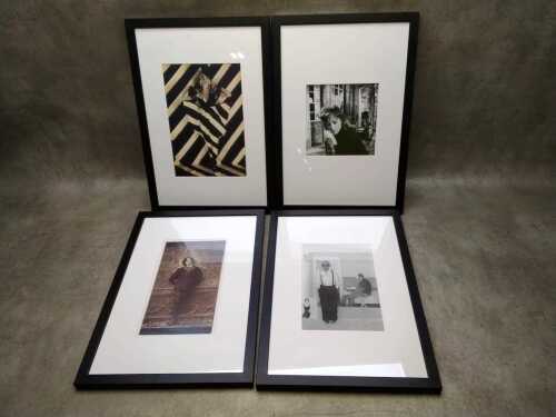 Four reproduction photographic portraits including Oscar Wilde, David Hockney, etc.