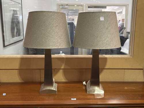 Pair of brass base lamps