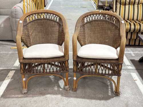 Pair of vintage cane armchairs
