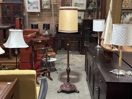 Vintage timber standard lamp