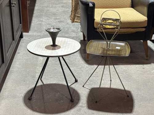 Two mid-century smoking tables with built-in ashtrays