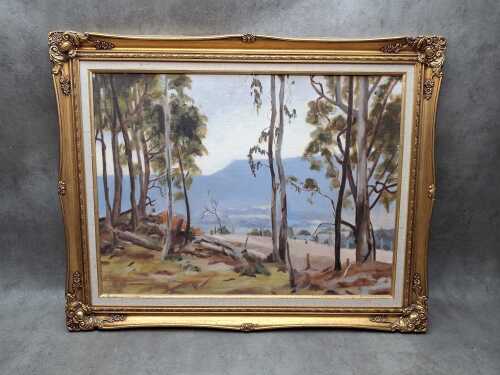 Carol Kelly, Australian bush landscape. Oil painting on board