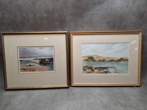 Two seaside watercolour paintings on paper