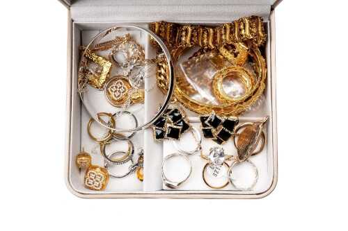 Collection of costume jewellery in box