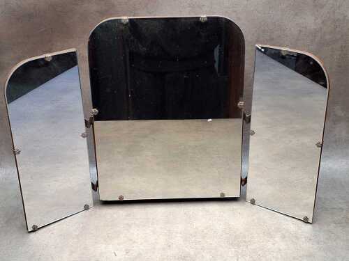 Mid-century tri-form dressing table mirror