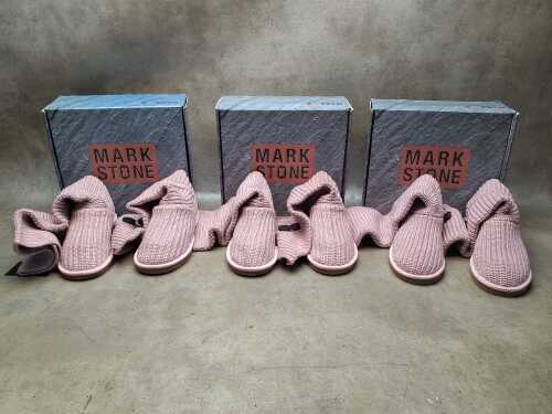 Three NEW IN BOX Mark Stone 'Cardy Knit Boots' in pink size 9-10