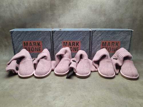 Three NEW IN BOX Mark Stone 'Cardy Knit Boots' in pink size 6-7