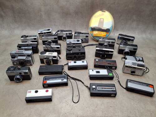 Collection of Kodak Instamatic cartridge film cameras
