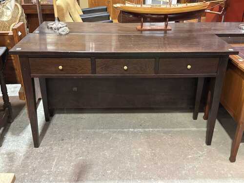 Dark-stained timber hall table