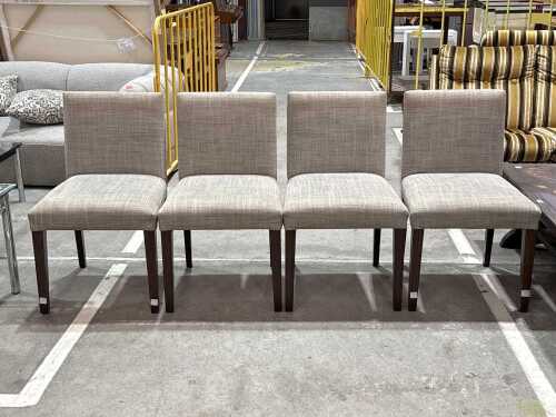 Set of four Jimmy Possum upholstered dining chairs