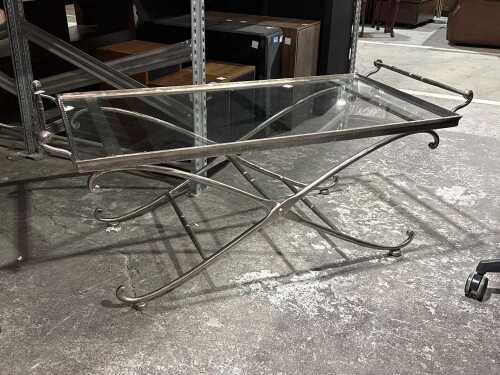 Wrought metal and glass coffee table