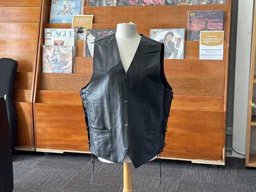 Genuine leather. Black leather vest