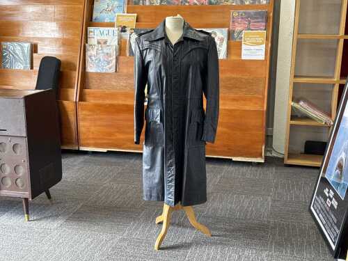 Windsor Clothes navy leather trench coat