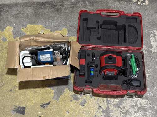 Workzone mini bench grinder and laser level