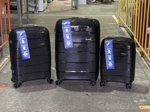 Three-Piece Hardside Luggage Set, Polypropylene, 20in / 24in / 28in, Labelled 4J's