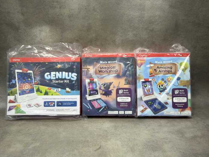 Group of Osmo children's starter kit and math educational games