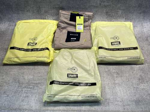 Four pairs of Hawke NPP3 Slim work pants size 34