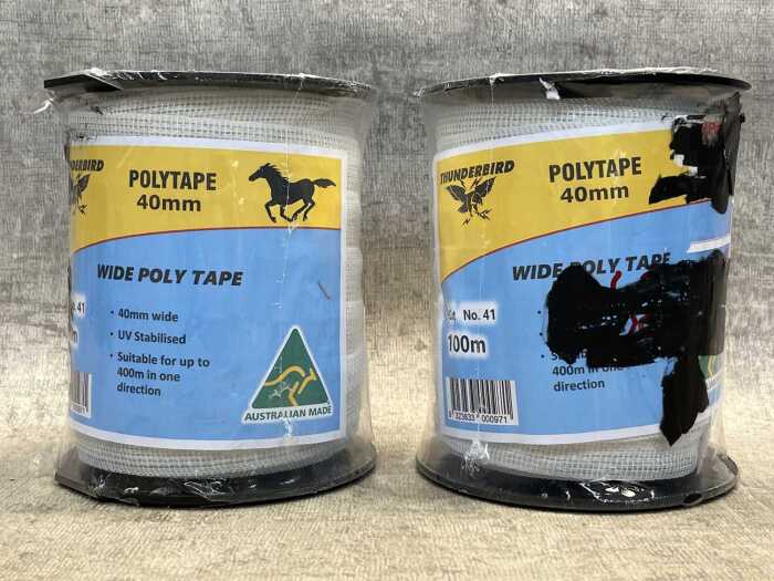 Two rolls of Thunderbird Polytape 40mm