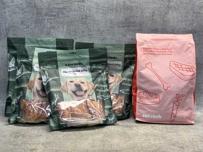 Group of dog food
