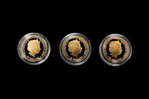Kangaroo in Outback 2010 three coin 0.999 gold proof set, $25 and 1/5 ounce each - 2
