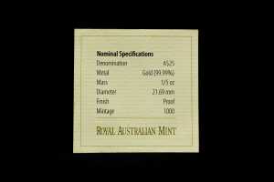 Kangaroo in Outback 2010 three coin 0.999 gold proof set, $25 and 1/5 ounce each - 5