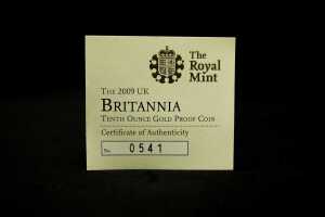 The 2009 UK Britannia &pound;10 1/10 ounce 0.917 gold proof coin - 4