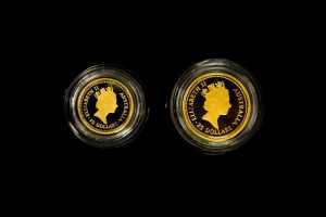 The Australian Nugget 1987 two 0.999 gold coin proof set totalling $40 and 0.35 ounce - 2