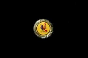 Year of the Rooster Coloured Edition 2005 $5 0.999 gold specimen quality coin, 1/20 ounce