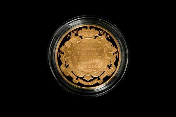 The Christening of HRH Prince George of Cambridge 2013 UK &pound;5 0.9167 gold proof coin,