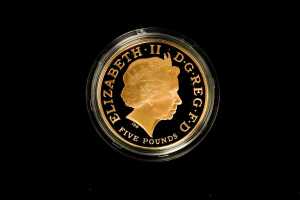 The Christening of HRH Prince George of Cambridge 2013 UK &pound;5 0.9167 gold proof coin, - 2