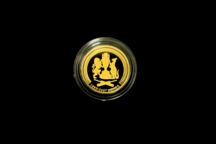The Ashes 2007 $10 0.999 gold proof coin, 1/10 ounce