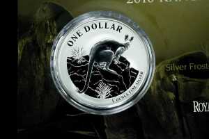 Kangaroo Series 2010 $1 silver frosted uncirculated coin, 1oz - 2