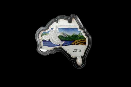 Australian Map Shaped Wedge-Tailed Eagle 2015 $1 silver coin, 1oz